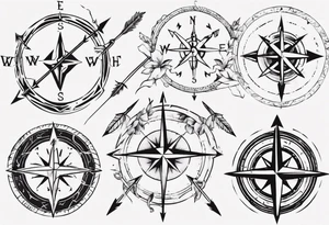 arrow with compass in the middle tattoo idea