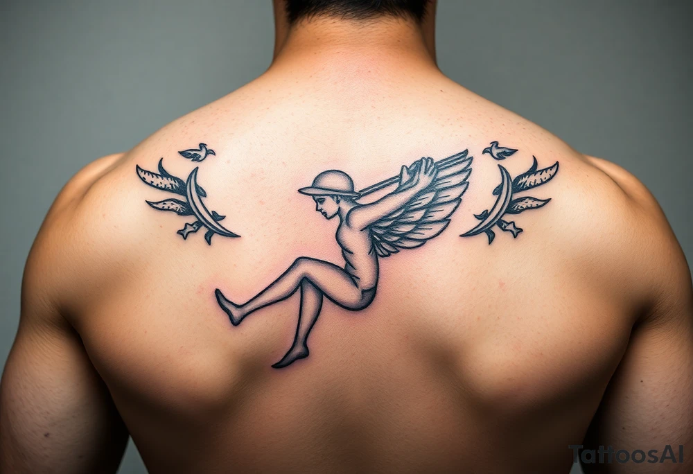American traditional swinger with color tattoo idea