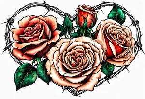 Three roses with barbed wire wrapped around them. Broken heart tattoo idea
