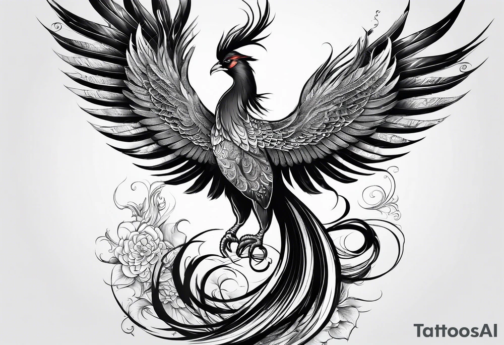 Asian phoenix with a long neck tattoo idea