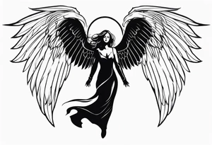 Angel with gothic wings. One side of angle represents darkness and the second of the angle represents light tattoo idea