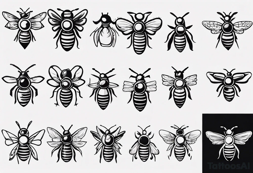 Biene, comic, klein, seitenansicht , mit gesicht tattoo idea Biene, comic, klein, seitenansicht , mit gesicht tattoo idea