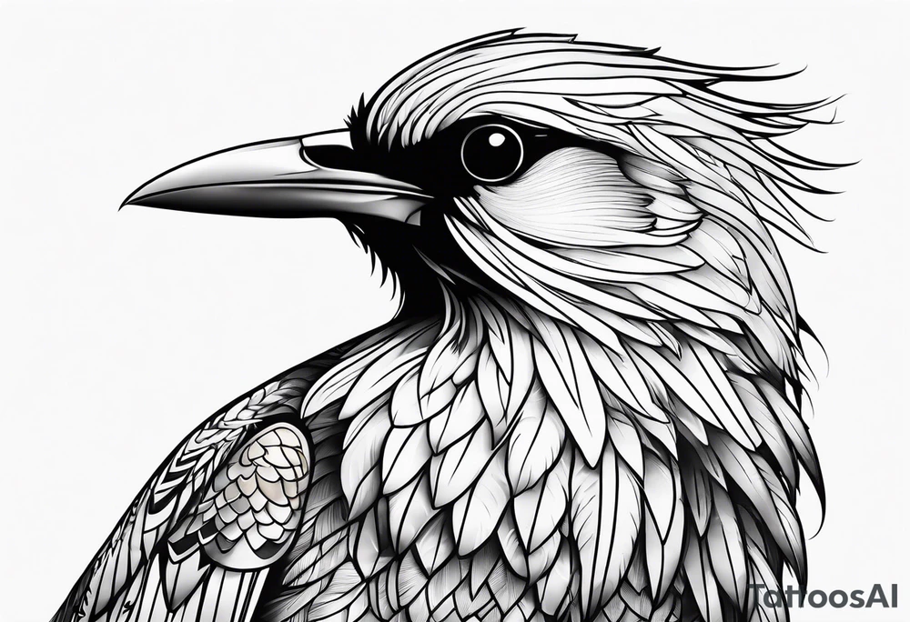 Black and white bird outline tattoo idea