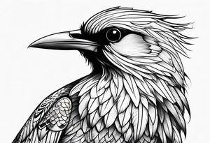 Black and white bird outline tattoo idea