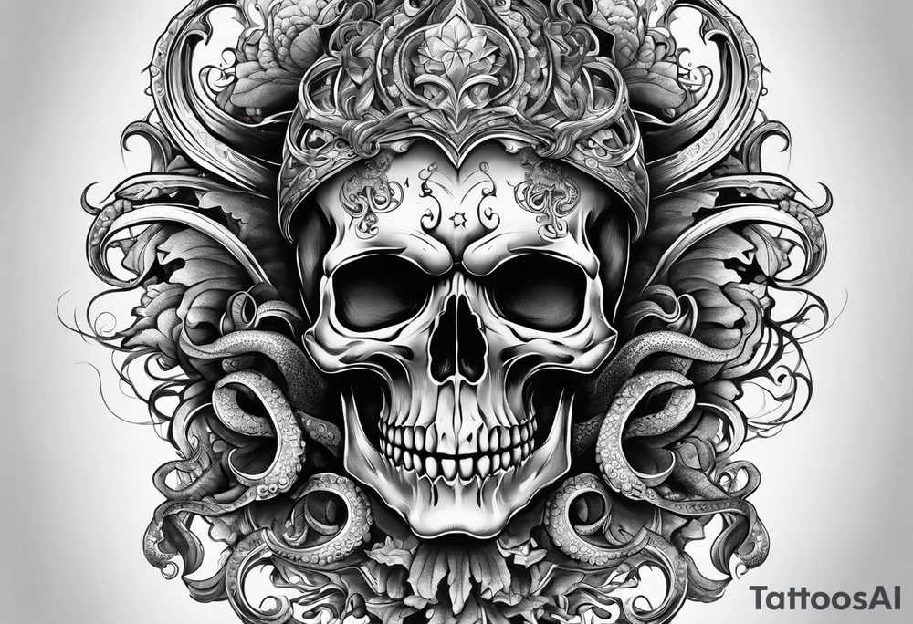 skull with tentacles tattoo idea