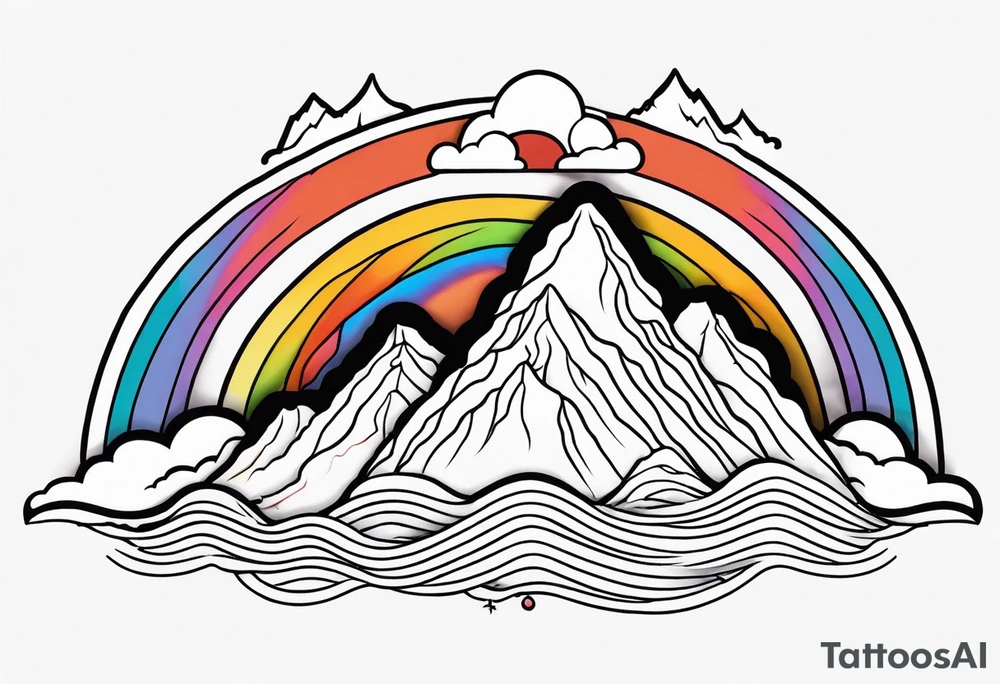 Rainbows and mountain ridges tattoo idea