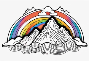Rainbows and mountain ridges tattoo idea
