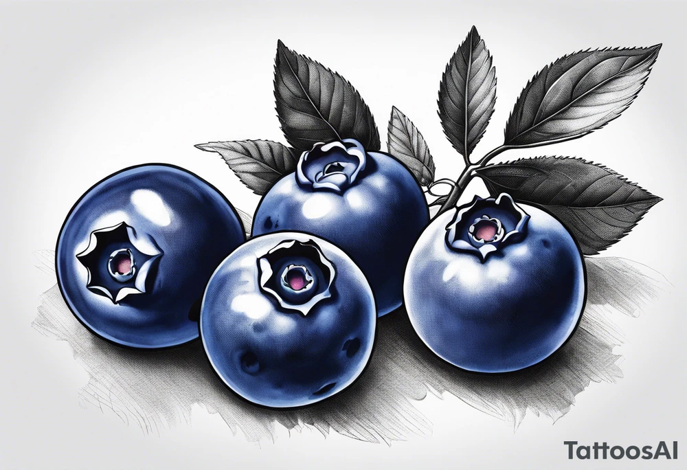 3 blueberries with a single leaf tattoo idea