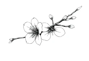 Elongated Cherry blossom with round petals tattoo idea