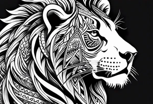 Minimal tribal and lion already in place on arm. Want to connect them arm sleeve tattoo idea
