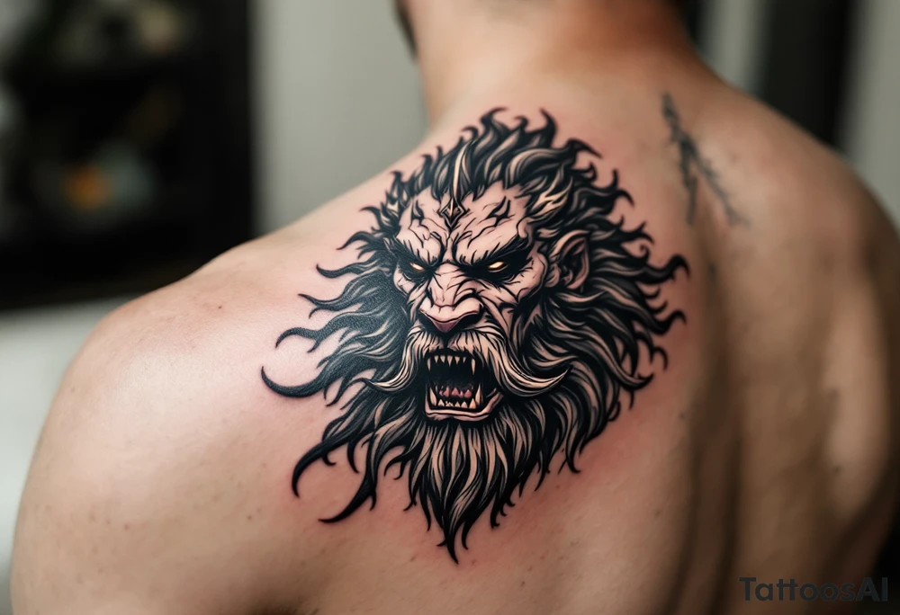 powerful majestic poseidon tattoo idea