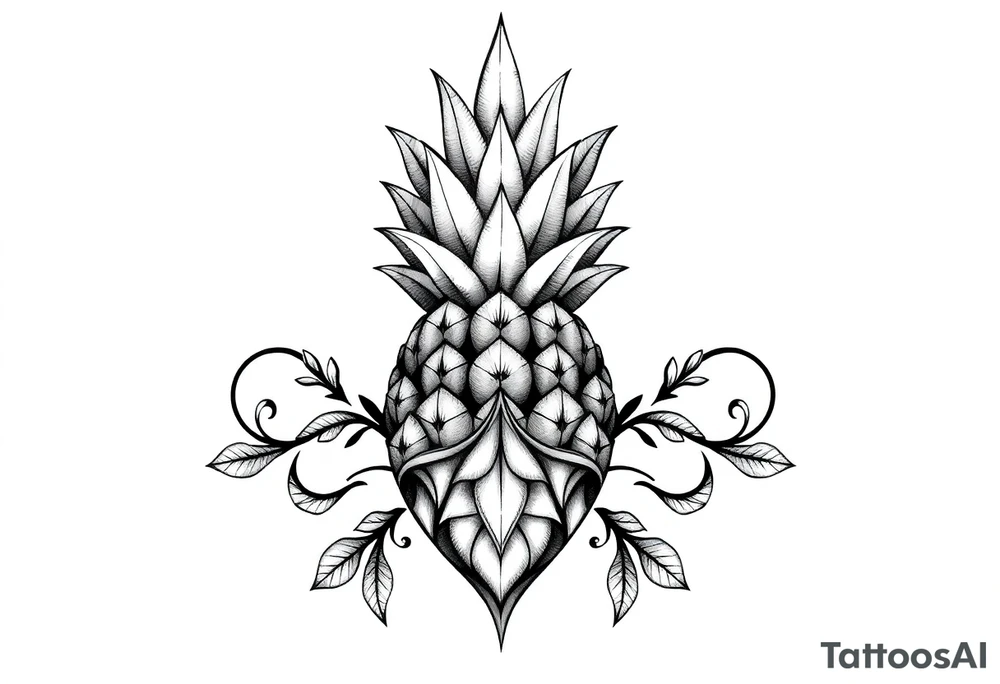 Bushy crown pineapple vagina, design to go over vagina , erotic vagina area design, anus to be at the bottom tattoo idea