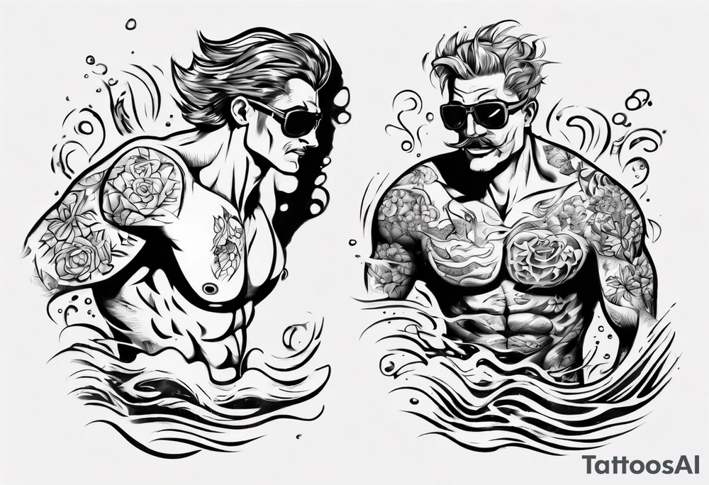 man swimming, no details tattoo idea