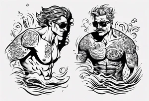 man swimming, no details tattoo idea