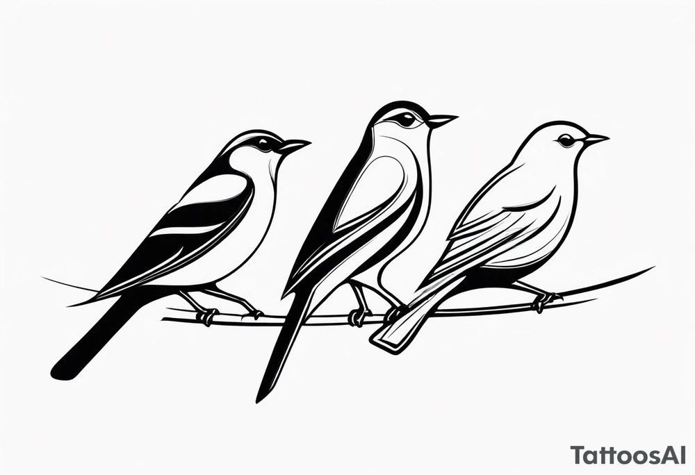 three birds far away, one small bird and two adults tattoo idea