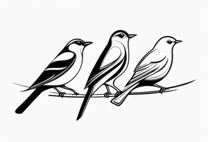 three birds far away, one small bird and two adults tattoo idea