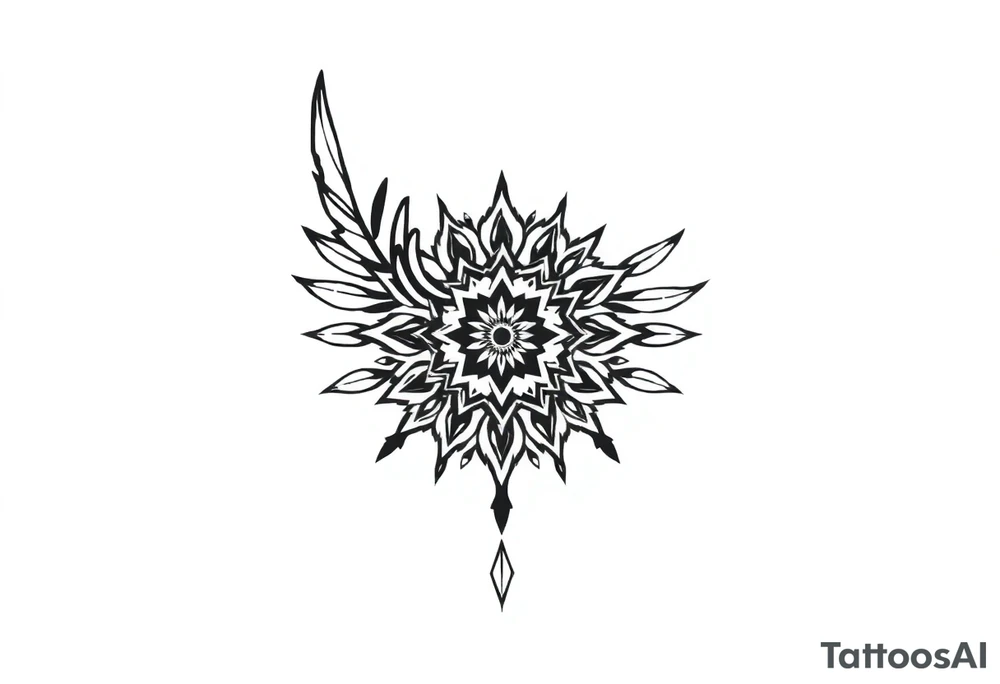 spiritual feather indian mandala shaman tattoo idea