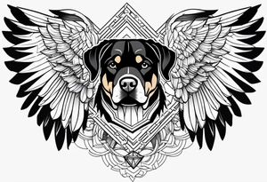 Rottweiler, geometry, wings back of arm tattoo idea