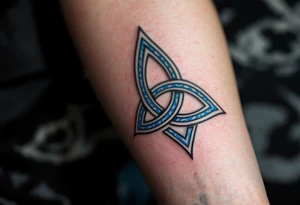 Celtic Trinity Knot (Triquetra) with Blue Accents
Intricate interwoven knot symbolizing unity of mind, body, and spirit. Inked in dark black lines with royal blue shading for depth and mysticism. tattoo idea