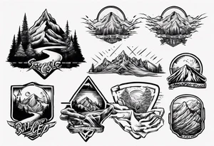 flexing bicep with road cycle and a mountain tattoo idea