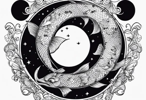 Pisces circling in a full moon tattoo idea