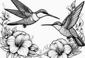 Hunnysuckle flowers with humming birds tattoo idea