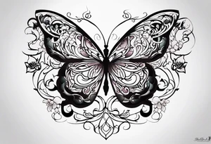 444 tattoo intertwine with vines and a butterfly tattoo idea