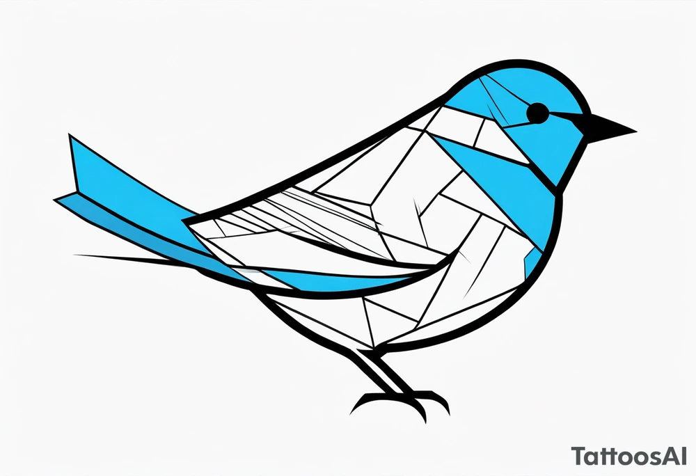 Geometric Black and white blue bird outline with no color tattoo idea