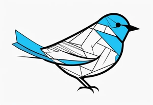 Geometric Black and white blue bird outline with no color tattoo idea