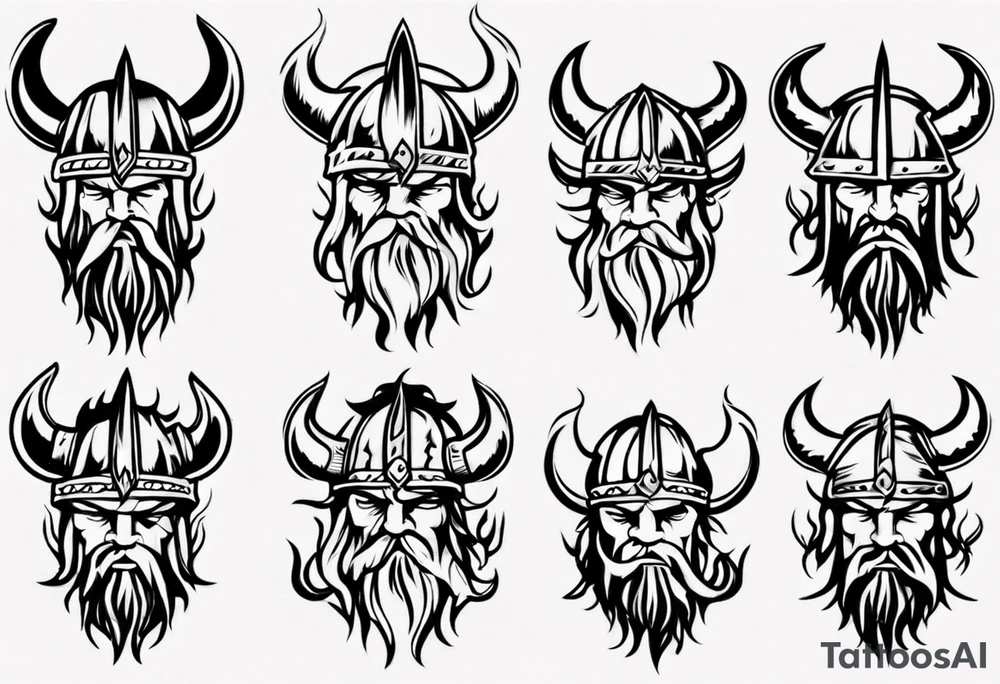 Viking head with flames tattoo idea