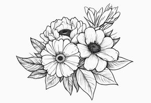 Birthflower bouquet tattoo with one July flower and two October flowers. tattoo idea