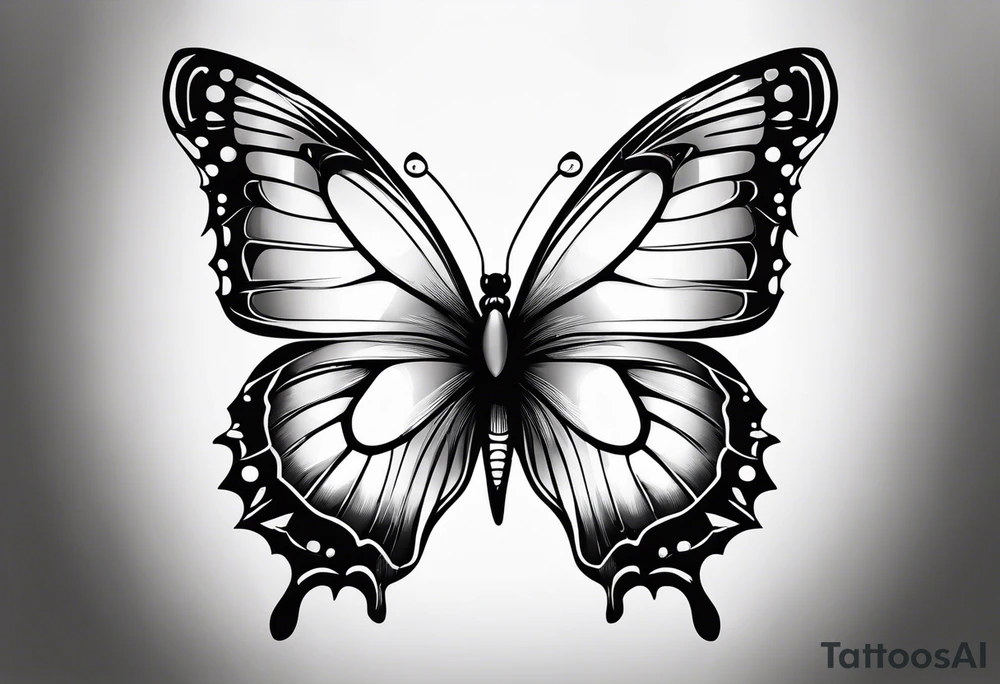 Butterfly but with portrait on 1 of wing tattoo idea