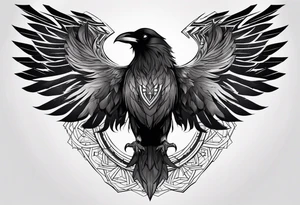 Raven mid transformation into a phoenix tattoo idea