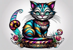 small Cheshire Cat full body tattoo idea