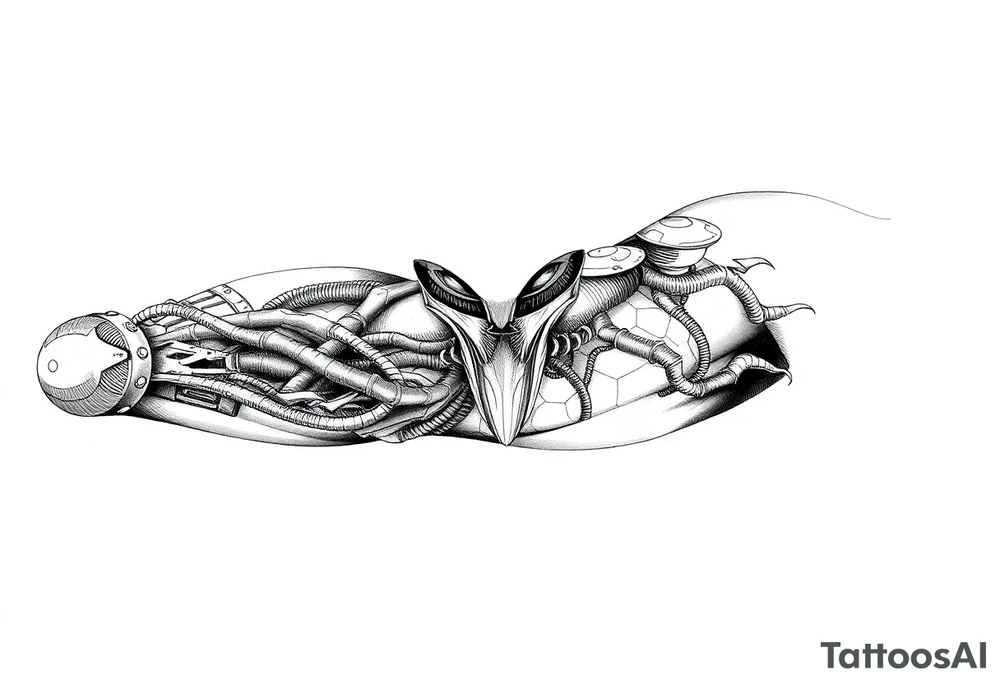 Creepy Alien UFO sleeve tattoo idea