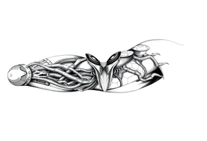 Creepy Alien UFO sleeve tattoo idea