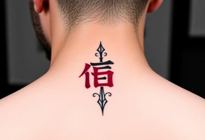 Theses japonés letter. In front of end neck
ジェファーソン
         16 
Red letter in the end of front of neck small letters tattoo idea