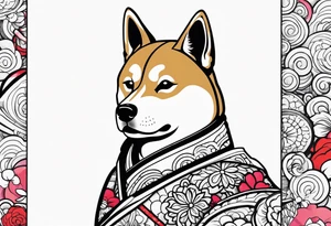Shiba inu  japanese warrior tattoo idea