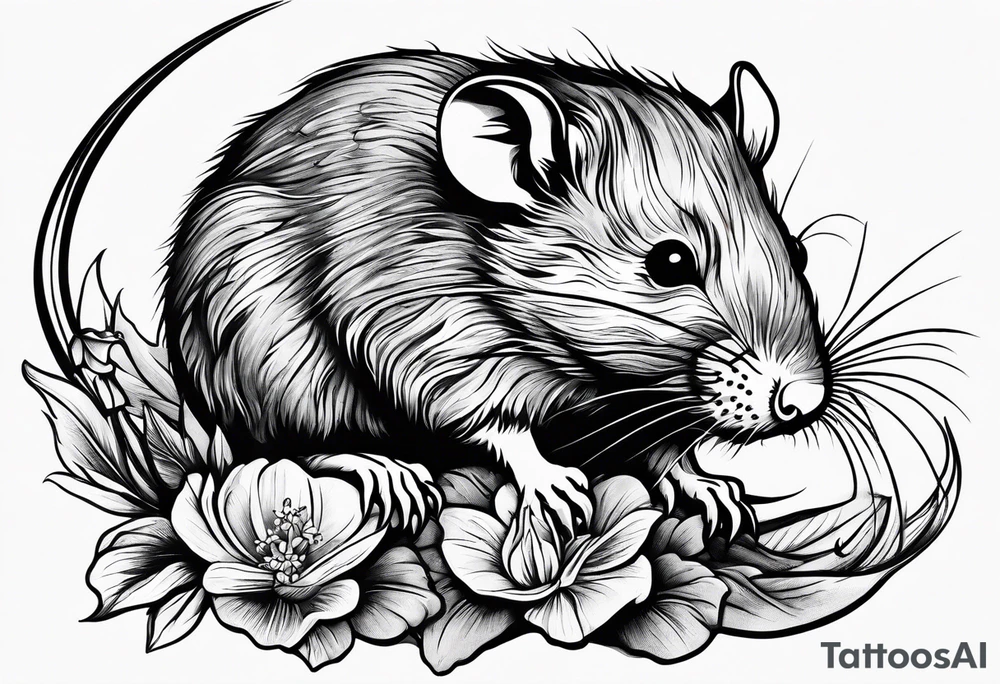 Rat without Flowers on beach tattoo idea
