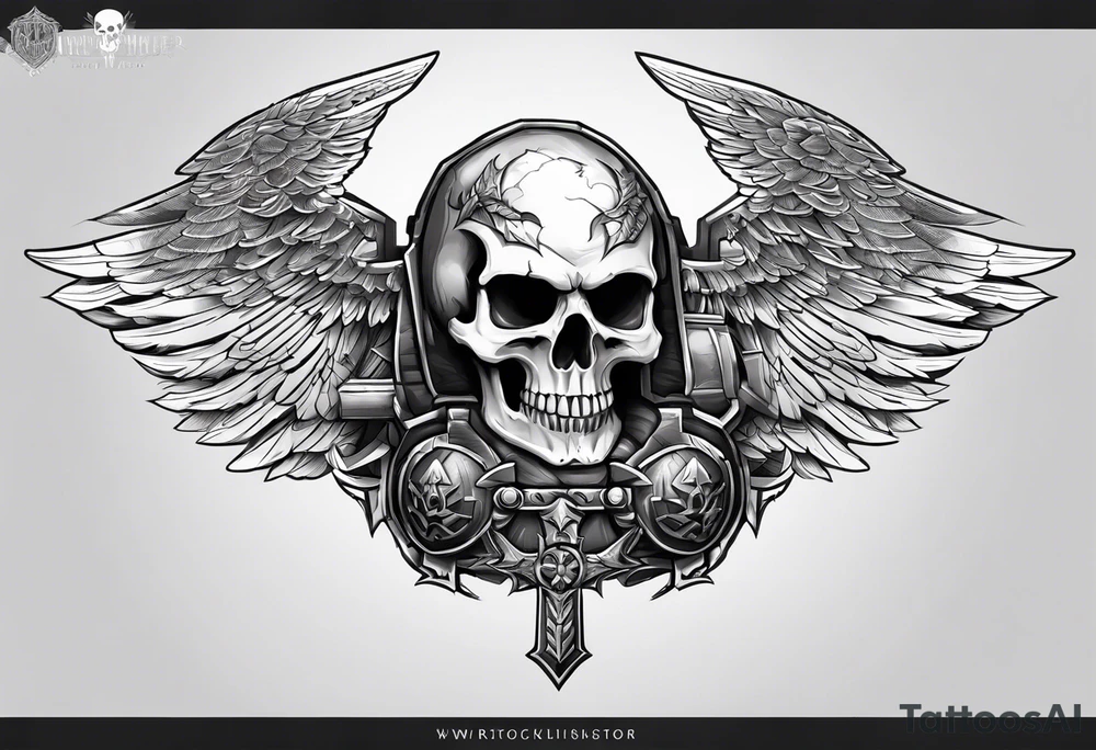 War hammer 40k chest tattoo skull and wings tattoo idea