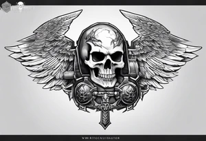 War hammer 40k chest tattoo skull and wings tattoo idea