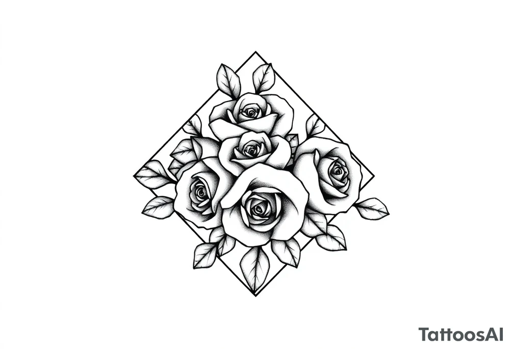 Small Roses filling up the inside of an lateral diamond shape tattoo idea