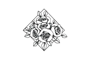 Small Roses filling up the inside of an lateral diamond shape tattoo idea
