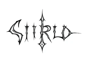 Abstract Tribal font saying “SIRISO” with all letters close together and the S in SIRISO connected to the O tattoo idea