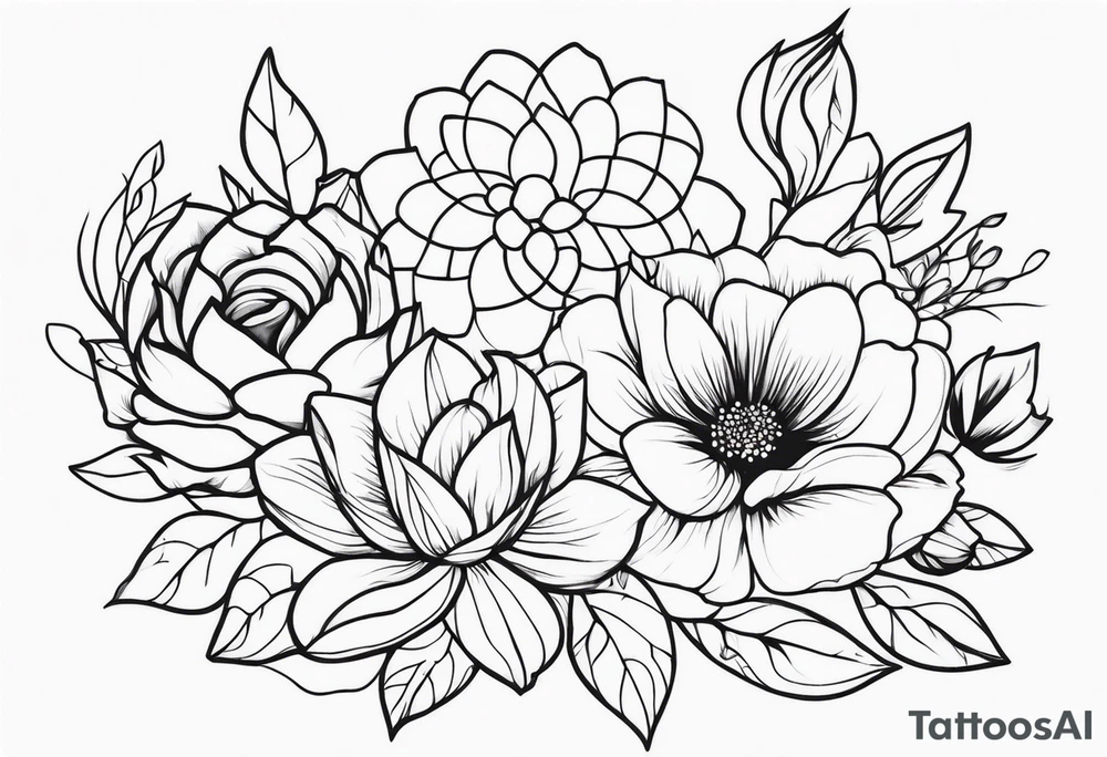 ornaments of flowers tattoo idea