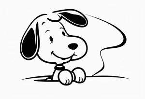 happy snoopy side profile calling on a dial telephone tattoo idea