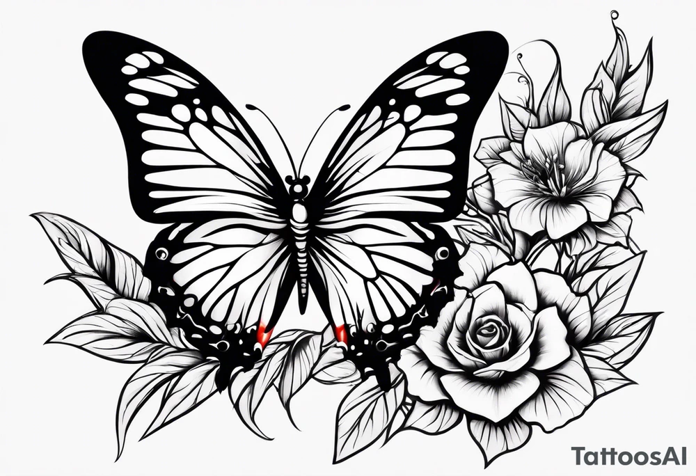 Butterfly with thorns tattoo idea