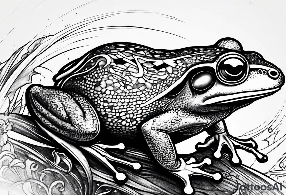 Frog riding rat, battle, illustrative tattoo idea