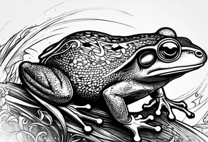 Frog riding rat, battle, illustrative tattoo idea