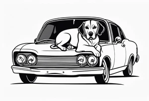 a beagle lying on top of a car steering wheel tattoo idea